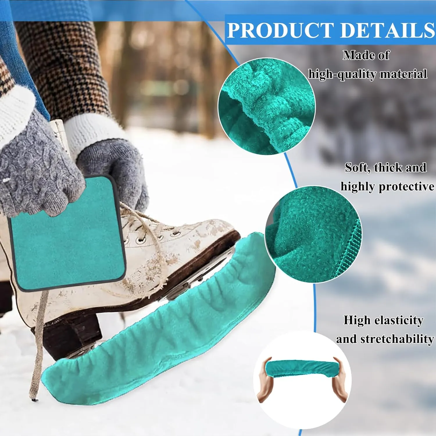 4 Pcs Skating Bag Set Ice Skate Guards and Soft Adjustable Skate Blade Covers Towel Roller Skate Bag for Youth Adult Hockey Skating Accessory