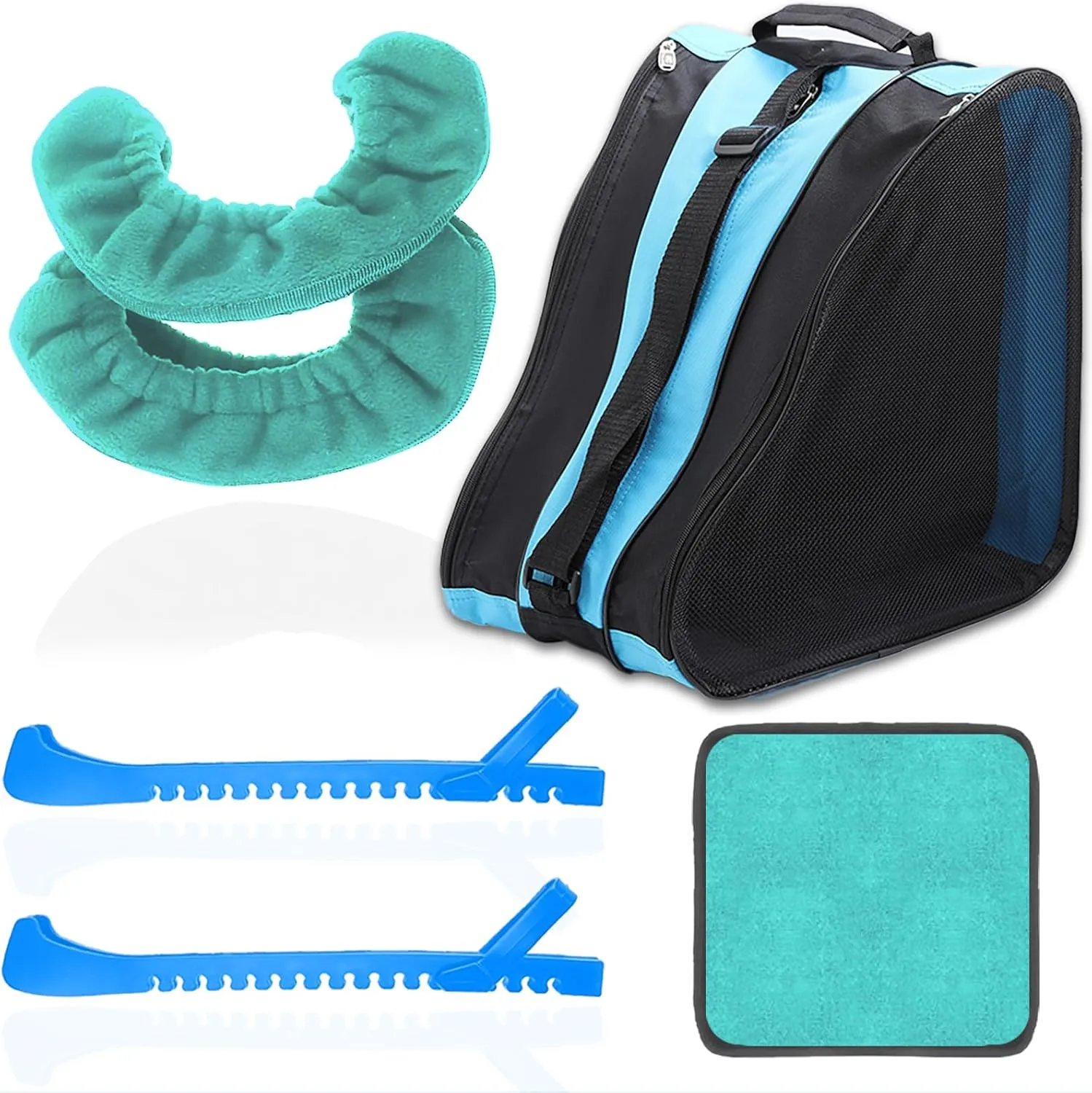 4 Pcs Skating Bag Set Ice Skate Guards and Soft Adjustable Skate Blade Covers Towel Roller Skate Bag for Youth Adult Hockey Skating Accessory