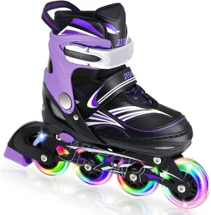 4 Size Adjustable Inline Skate for Kids,Children's Inline Skates with Light Up Wheel,Outdoor Illuminating Roller Skates for Girls,Boys and Beginners