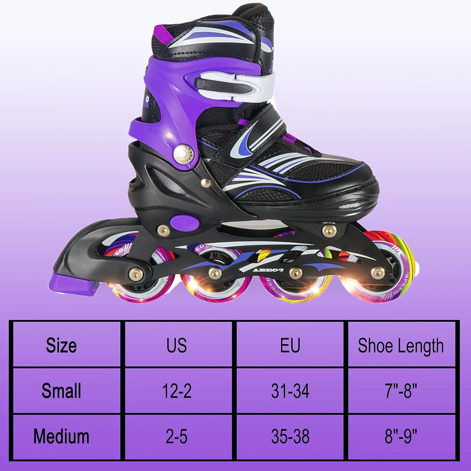 4 Size Adjustable Inline Skate for Kids,Children's Inline Skates with Light Up Wheel,Outdoor Illuminating Roller Skates for Girls,Boys and Beginners