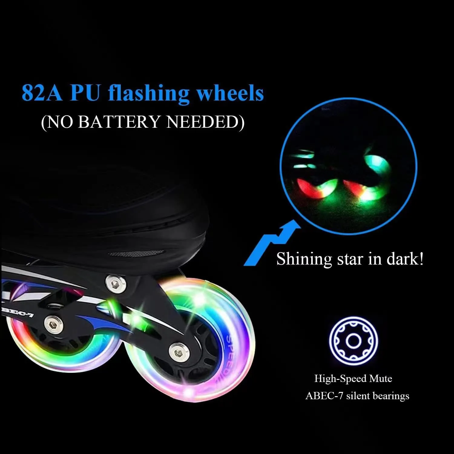 4 Size Adjustable Inline Skate for Kids,Children's Inline Skates with Light Up Wheel,Outdoor Illuminating Roller Skates for Girls,Boys and Beginners