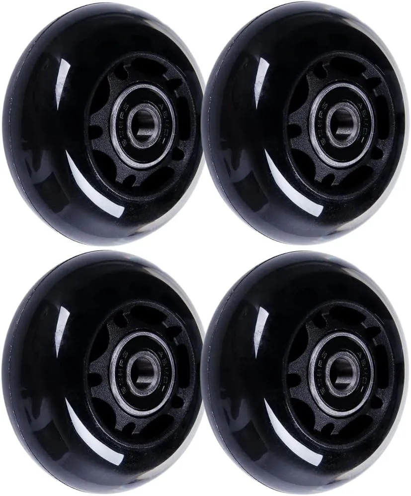 64mm Inline Skate Wheels 64mm x 24mm Roller Hockey Replacement Wheels w/Bearings for Roller Board Bag, Luggage Suitcase, Water Rower Seat, Steady Rest Wood Lathe (4-Pack)