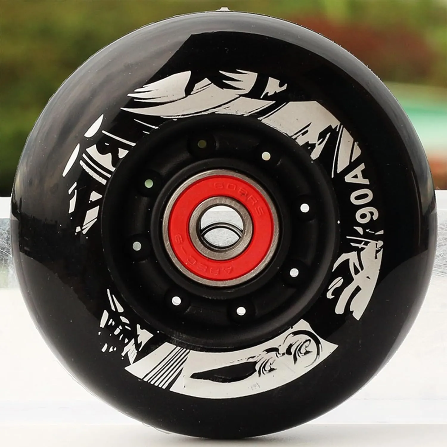 8 Pack Inline Skate Wheels 72mm 76mm 80mm Inline Replacement Wheels with ABEC9 Bearing 90A Indoor Outdoor Inline Skate Wheels (Black,76mm)