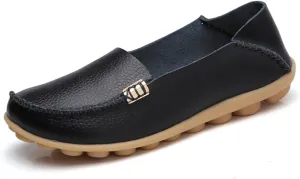 AIFLM Women's Moccasin Casual Mom's Shoes Women's Two Layer Cowhide Nurse Shoes Comfortable Loafer Walking and Driving Work Shoes Flat Bottom Gift for Women