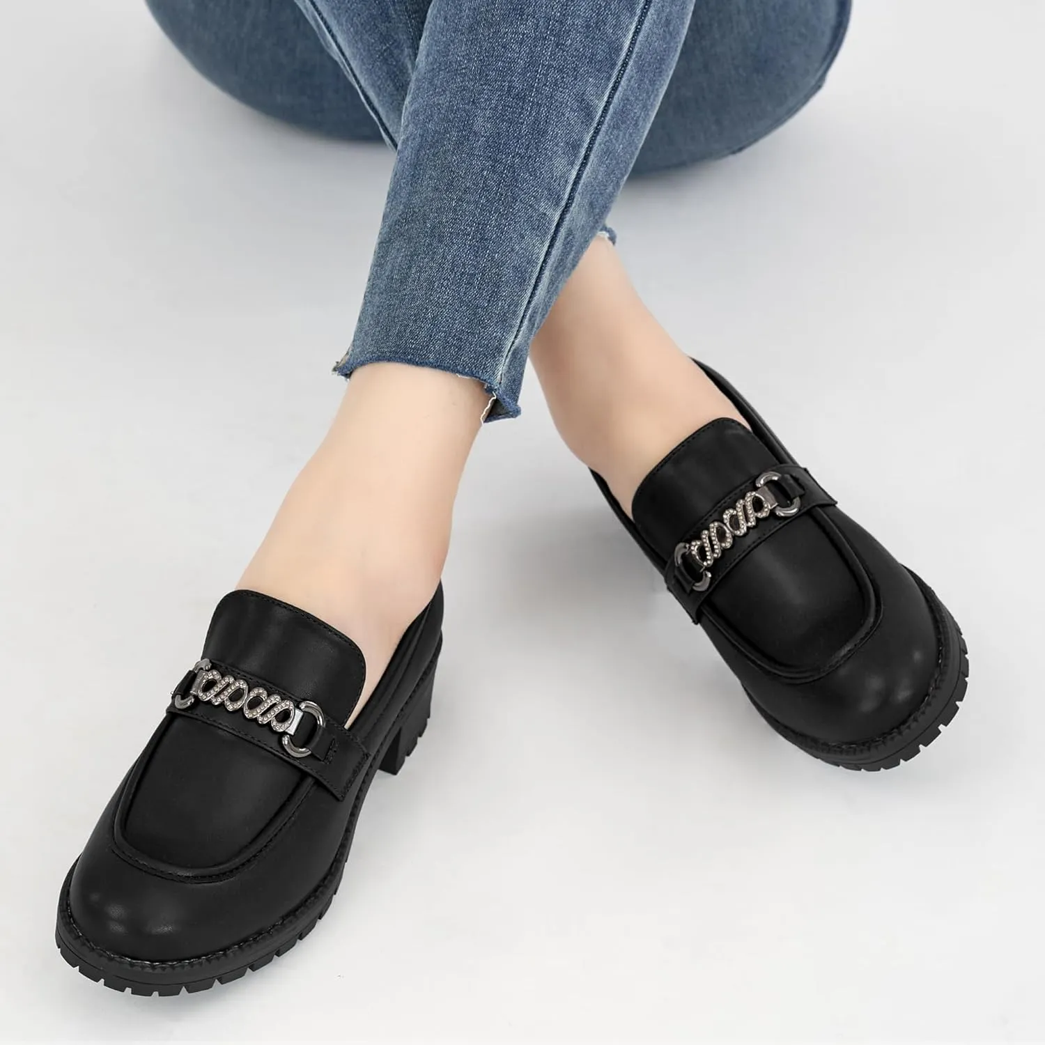 Alicegana Platform Loafers for Women Chunky: Comfortable Penny Loafer Fashion Casual Slip On Walking Shoes