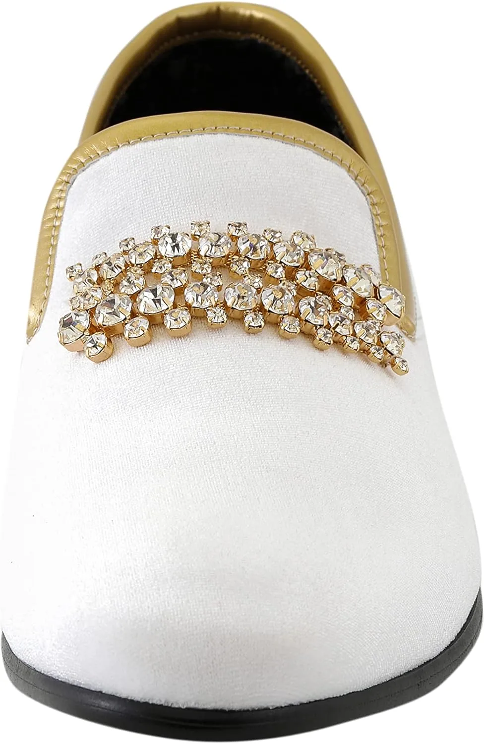 Amali Tiago- The Original Men's Faux Velvet Slip On Loafer with Jeweled Bit and Matching Piping - Mens Smoking Slip On Shoes - Formal Tuxedo Dress Shoe Loafers for Men
