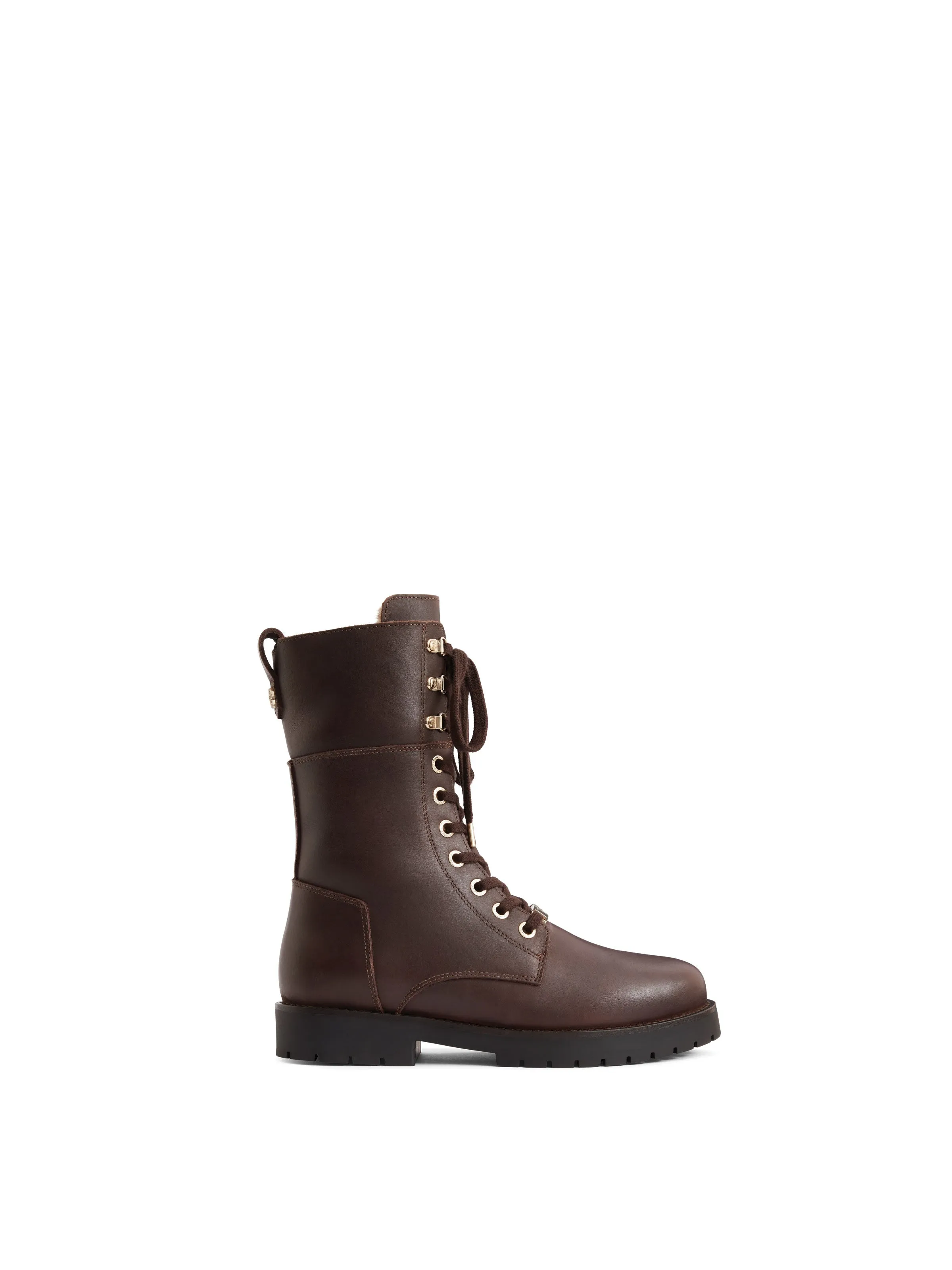 Anglesey Mahogany Leather Combat Boots
