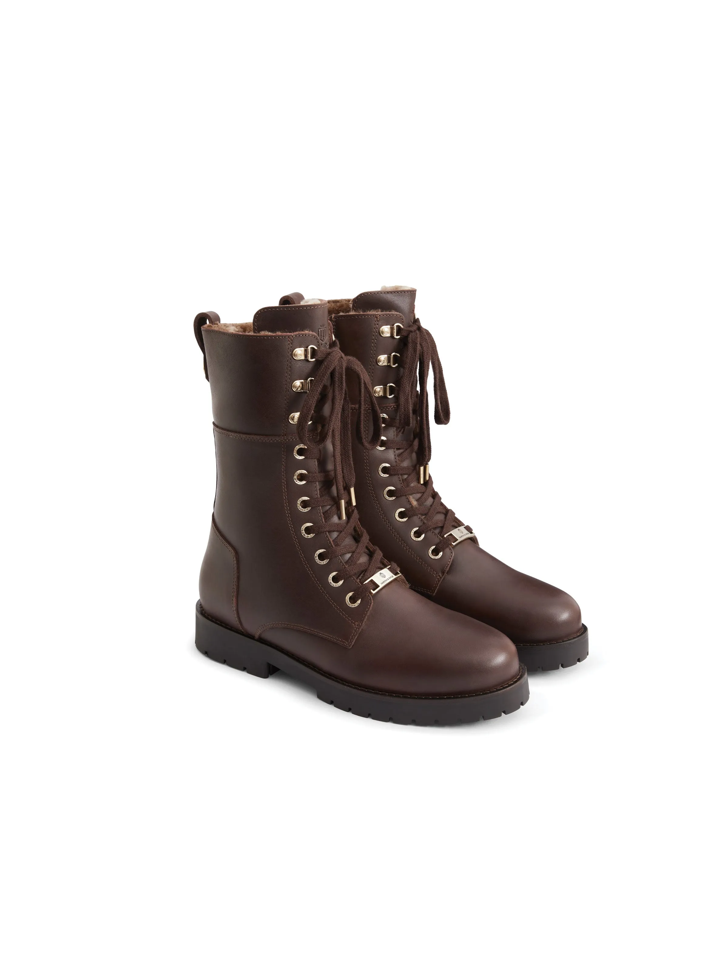 Anglesey Mahogany Leather Combat Boots