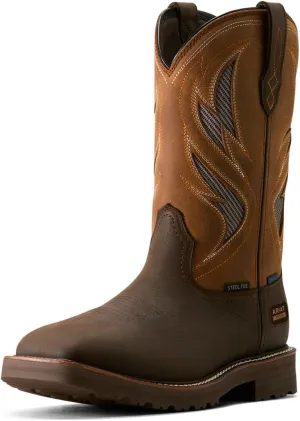 Ariat Men's Activator VentTEK Waterproof Steel Toe Work Boot, Dark Brown/Wicker, 8