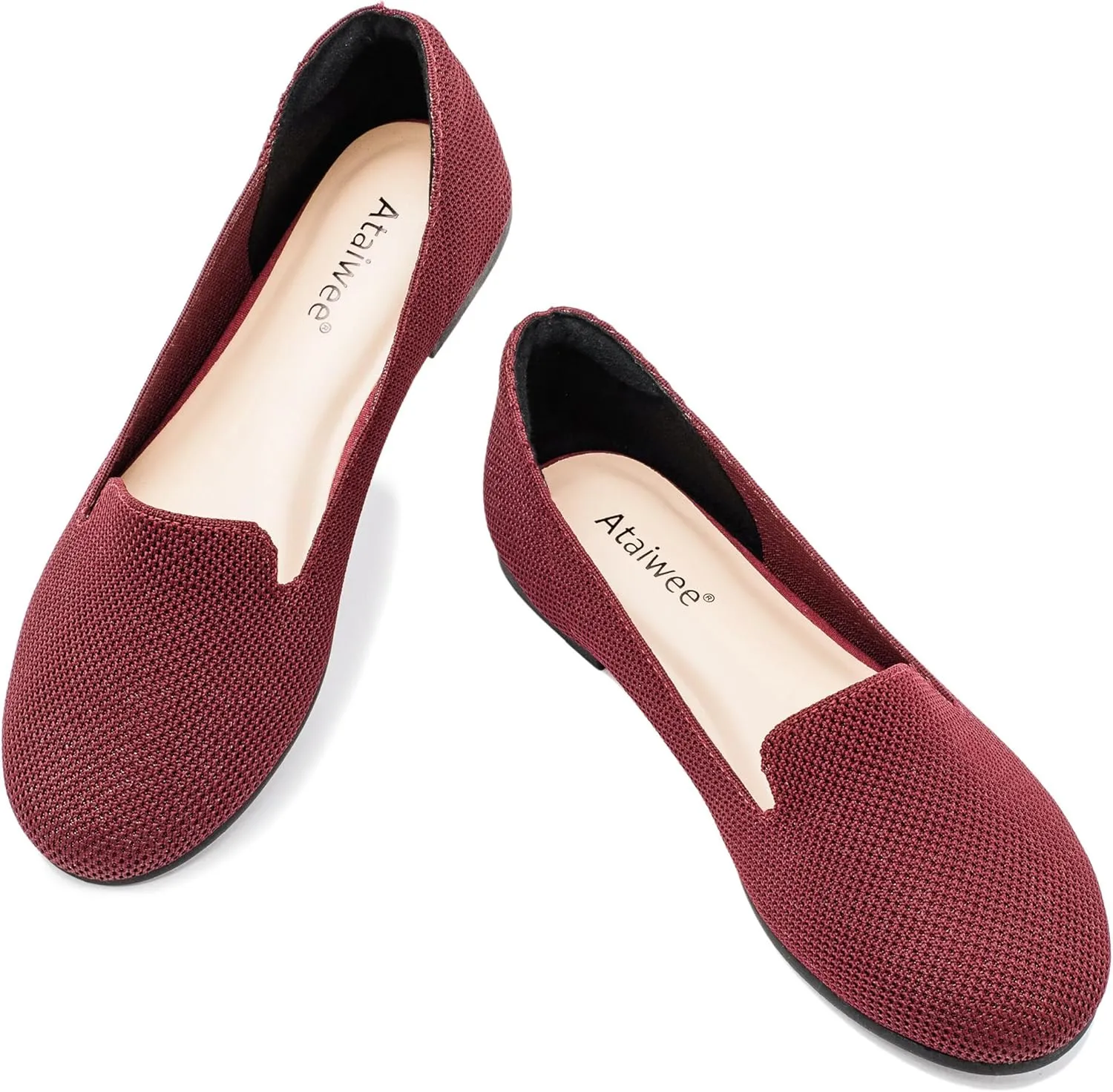 Ataiwee Women's Wide Width Flat Shoes, Fashion Comfortable Plus Size Cute Round Toe Slip on Loafer Shoes.