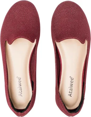 Ataiwee Women's Wide Width Flat Shoes, Fashion Comfortable Plus Size Cute Round Toe Slip on Loafer Shoes.