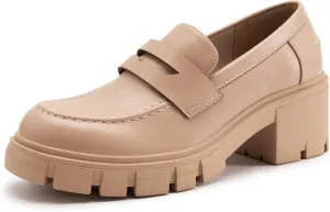 Athlefit Women's Platform Chunky Loafers Comfortable Slip on Lug Sole Business Loafer Shoes
