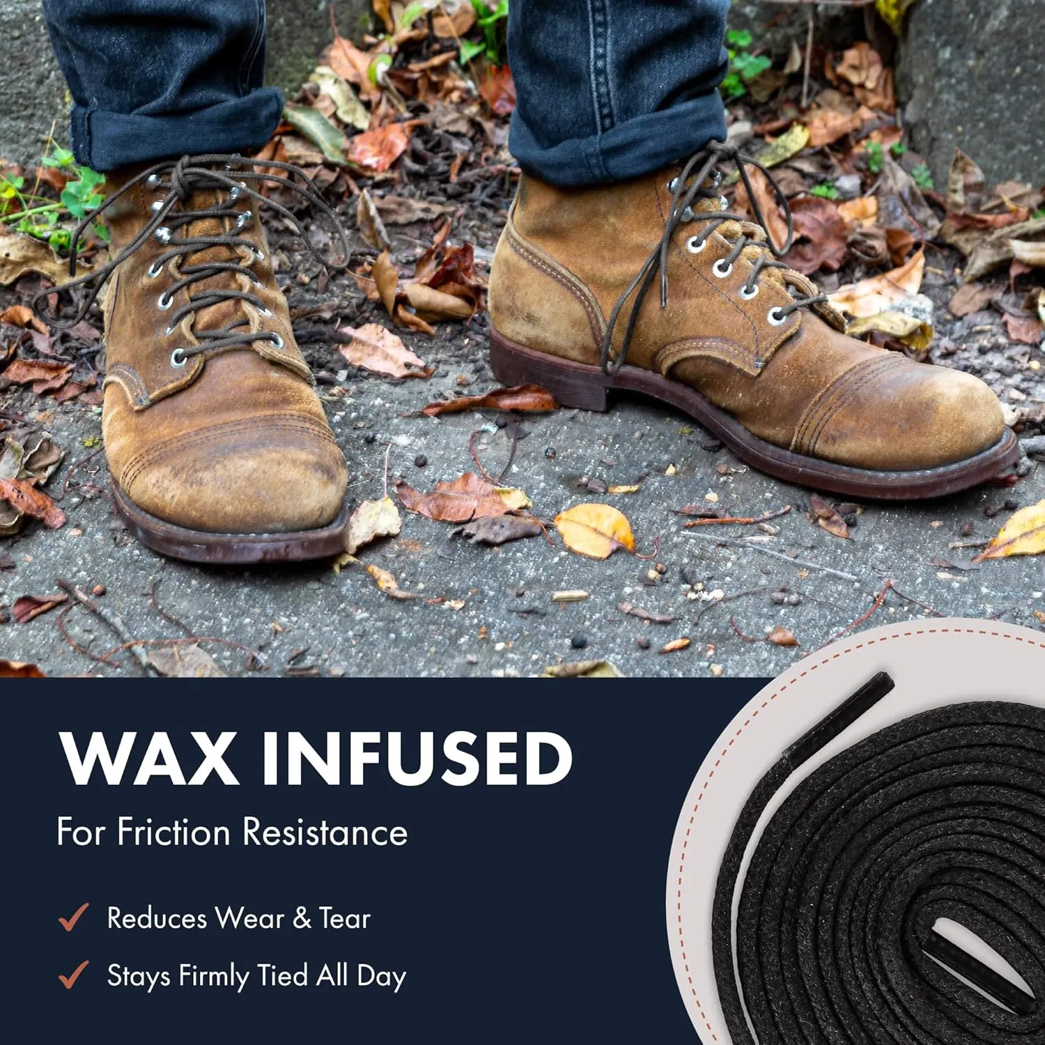 Benchmark Waxed 100% Kevlar Boot Laces - Made in USA - Heavy Duty Shoe Laces for Work or Hiking - 45", 54”, 63”, 72" or 81"