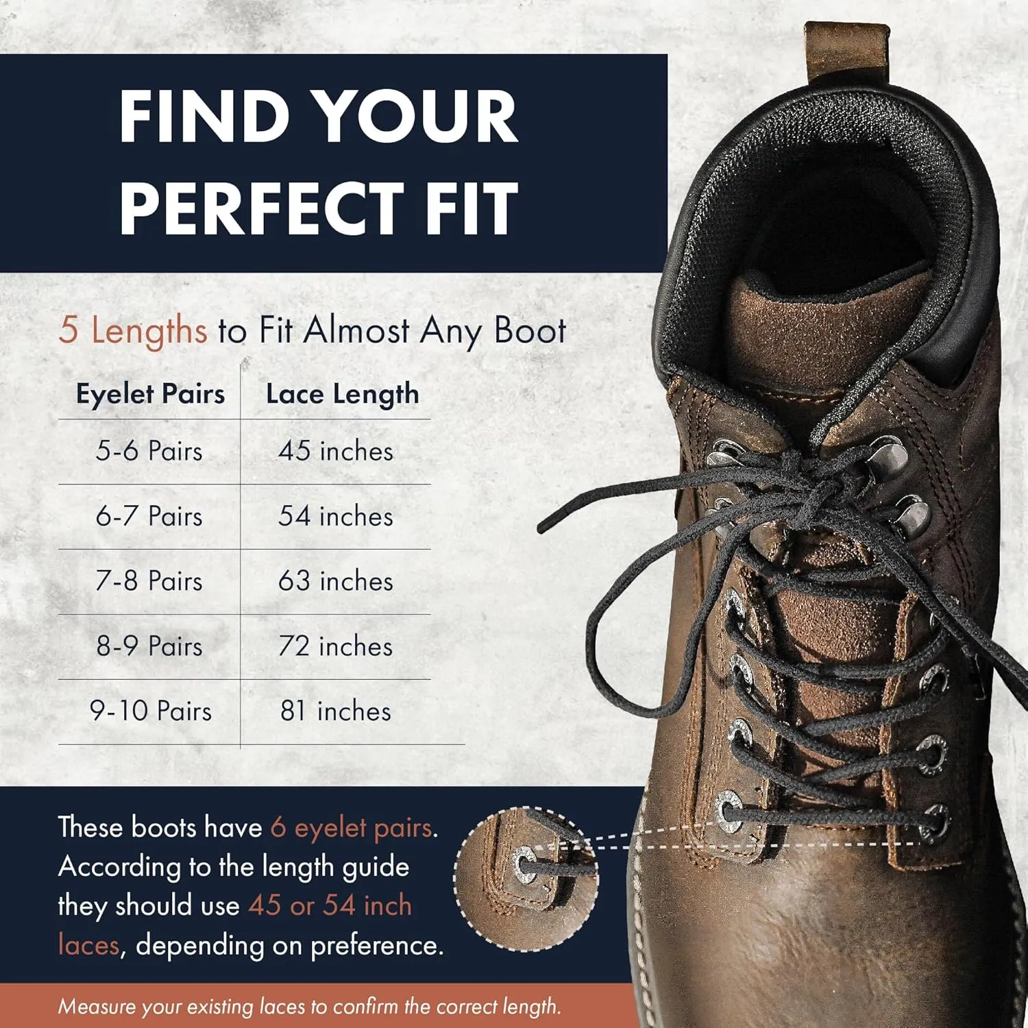 Benchmark Waxed 100% Kevlar Boot Laces - Made in USA - Heavy Duty Shoe Laces for Work or Hiking - 45", 54”, 63”, 72" or 81"