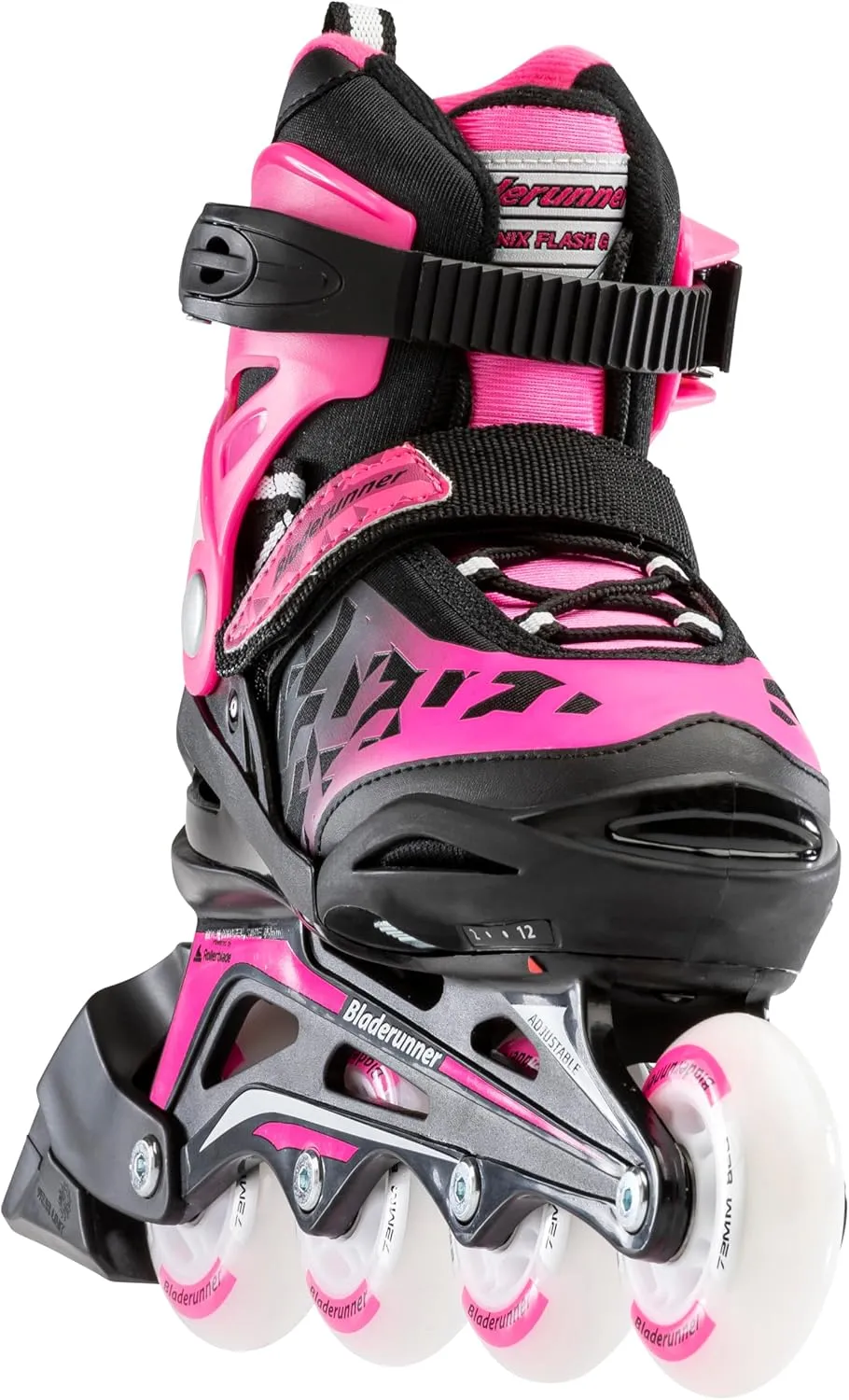 Bladerunner by Rollerblade Phoenix Flash Kid's Adjustable Fitness Inline Skate, Black/Pink