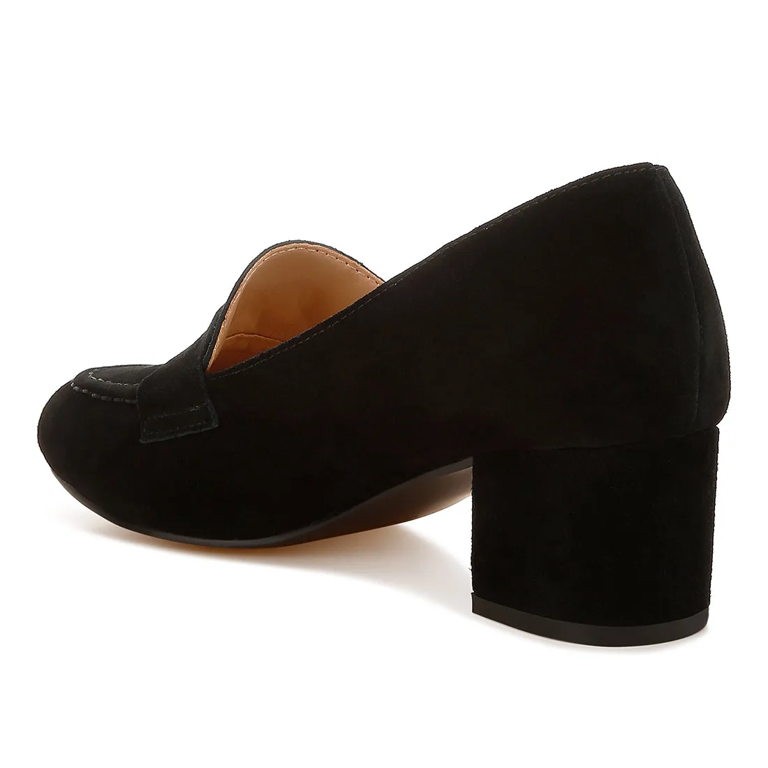 Block Heel Suede Loafers