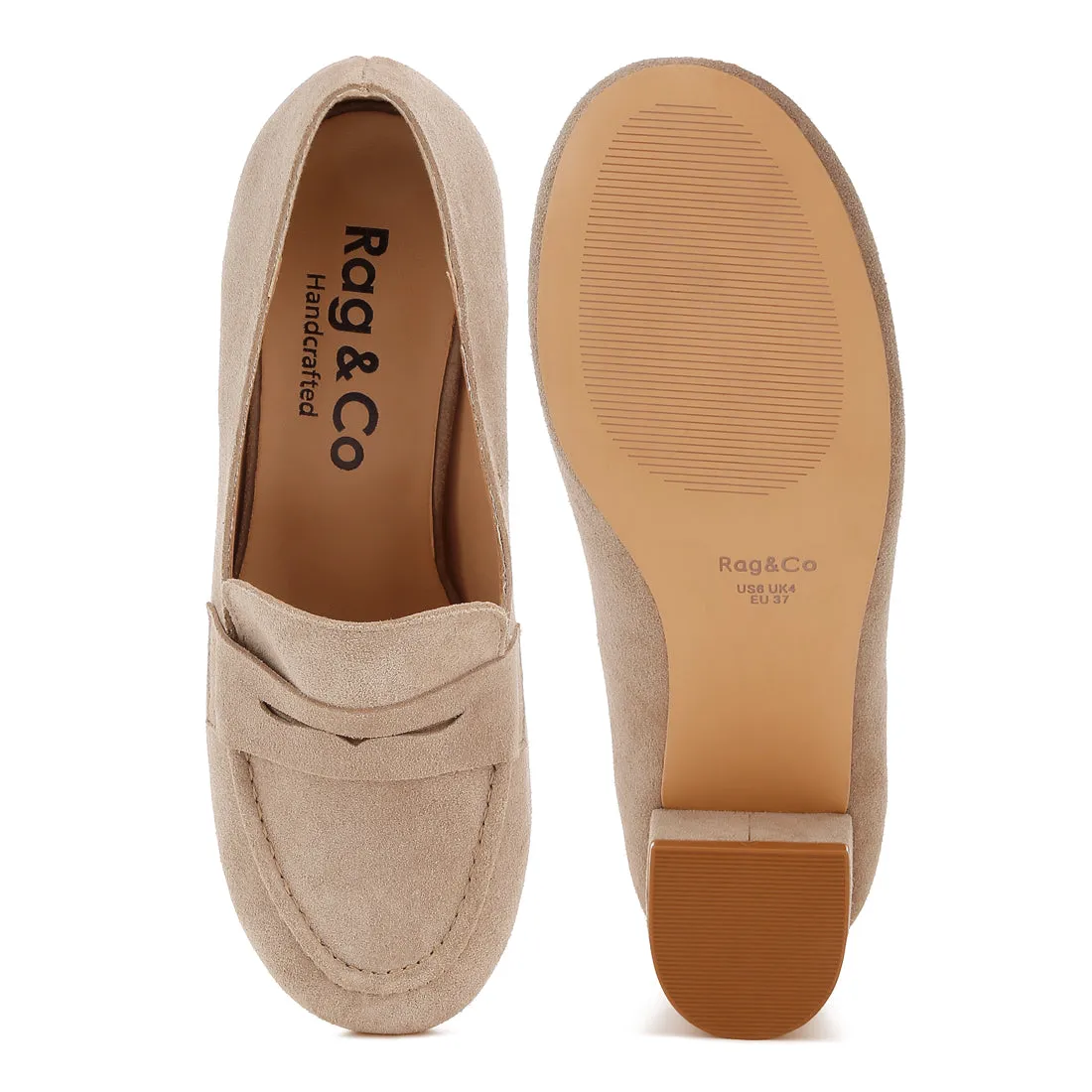 Block Heel Suede Loafers