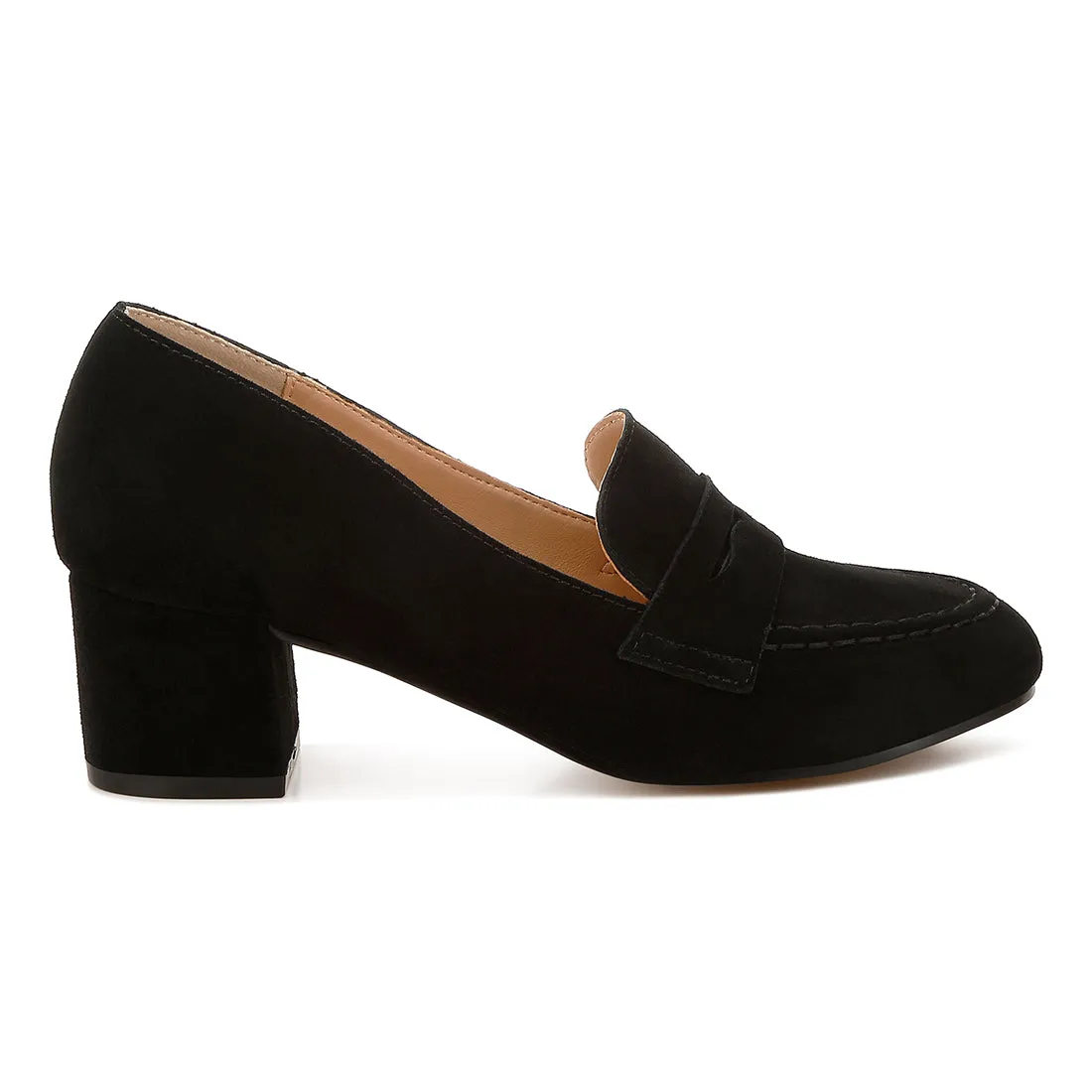 Block Heel Suede Loafers