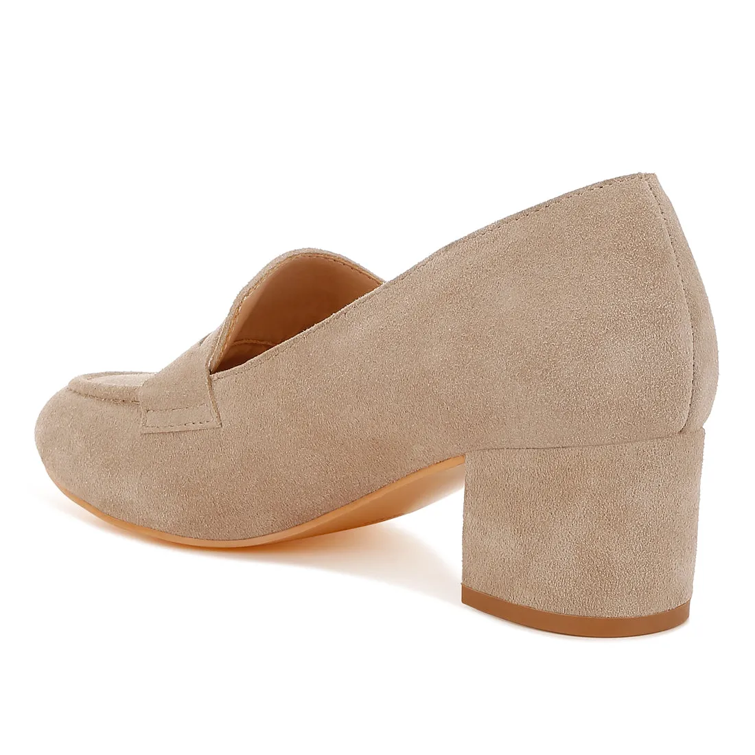 Block Heel Suede Loafers
