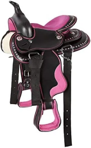 BNB International Classic Western Barrel Racing Handmade Synthetic Cordura Horse Saddle Lightweight Barrel Racing Saddle Trail Tack Equestrian Horse Saddle Tack Size 10" to 18" inches Seat SB37