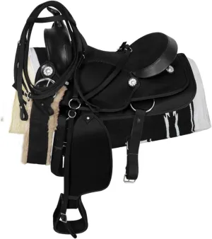 BNB International Classic Western Barrel Racing Handmade Synthetic Cordura Horse Saddle Lightweight Barrel Racing Saddle Trail Tack Equestrian Horse Saddle Tack Size 10" to 18" inches Seat SB70