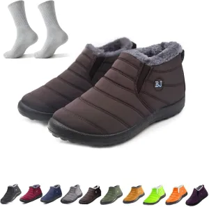 Boojoy Winter Snow Boots,Women's Waterproof Orthopedic Warm Boots,Anti-Slip Fur Lined Slip On Shoes for Women Men