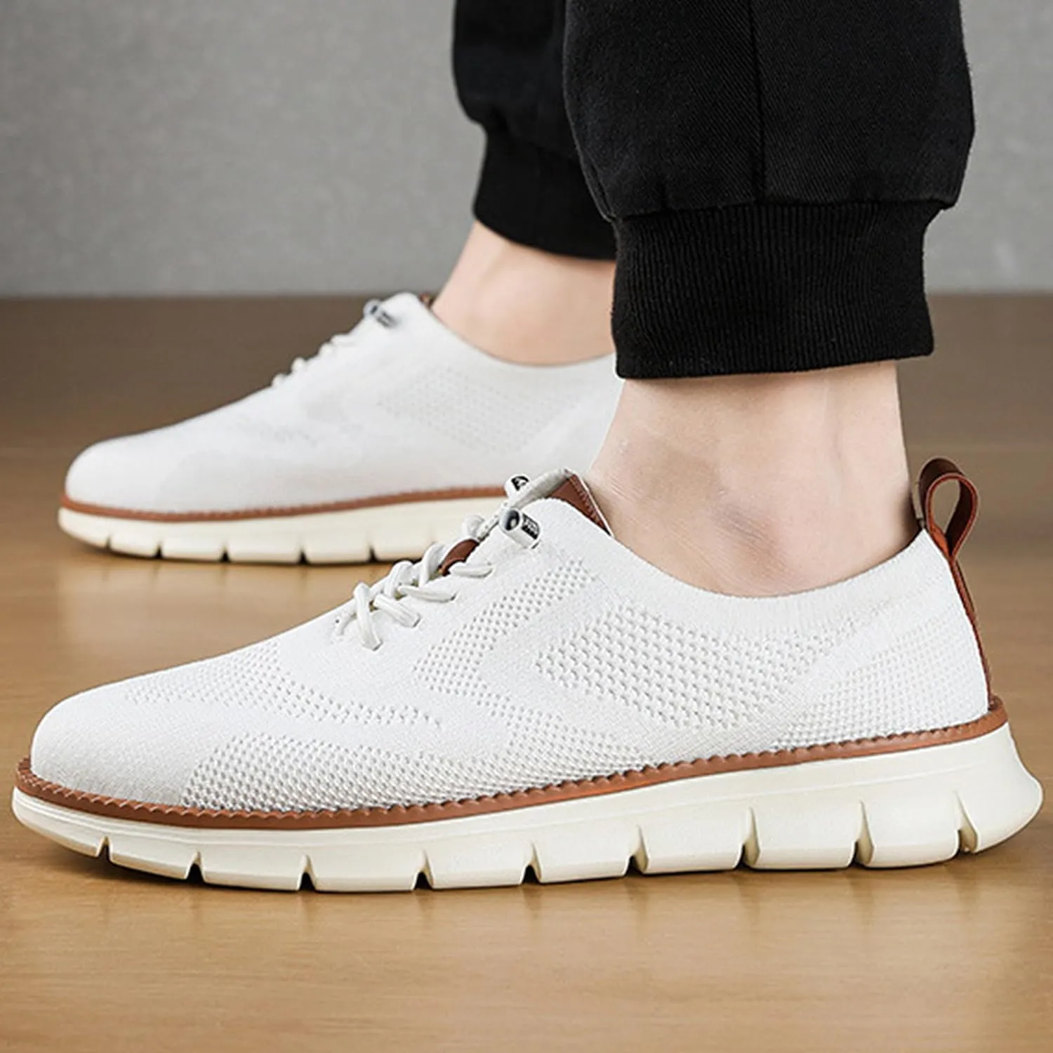 Breeze Shoes for Men Oxfords, Business Casual Shoes Breathable Mesh, Lace-Up Lightweight Sneakers Walking Shoe
