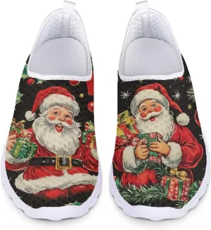 Christmas Slip On Loafer Shoes for Woman Size 5.5-11.5 Mesh Outdoor Walking Shoes Comfortable Road Running Shoes
