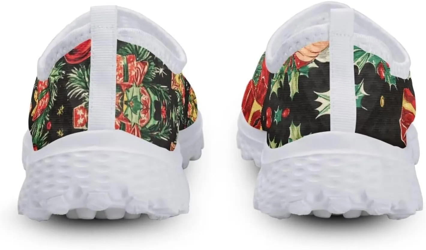 Christmas Slip On Loafer Shoes for Woman Size 5.5-11.5 Mesh Outdoor Walking Shoes Comfortable Road Running Shoes