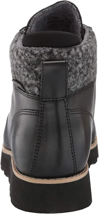 Cole Haan mens Nantucket Rugged Waterproof Hiker Bootie Hiking Boot, Black Wp Leather/Black Rustic Wool, 7.5 US