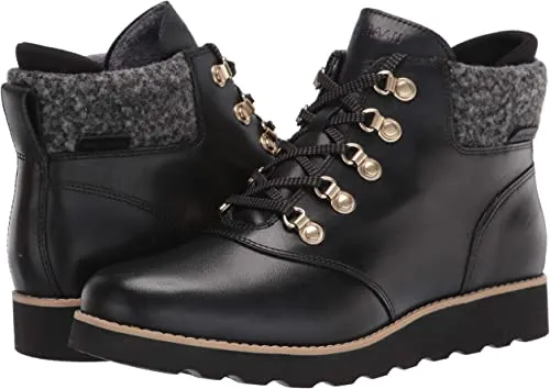 Cole Haan mens Nantucket Rugged Waterproof Hiker Bootie Hiking Boot, Black Wp Leather/Black Rustic Wool, 7.5 US
