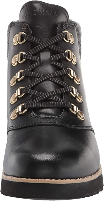 Cole Haan mens Nantucket Rugged Waterproof Hiker Bootie Hiking Boot, Black Wp Leather/Black Rustic Wool, 7.5 US