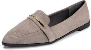 Comfortable Leather Suede Slip On Loafer Flats for Women Casual Work Flat Shoes Women's Pointed Toe Penny Loafers Office Driving Ballet Flats
