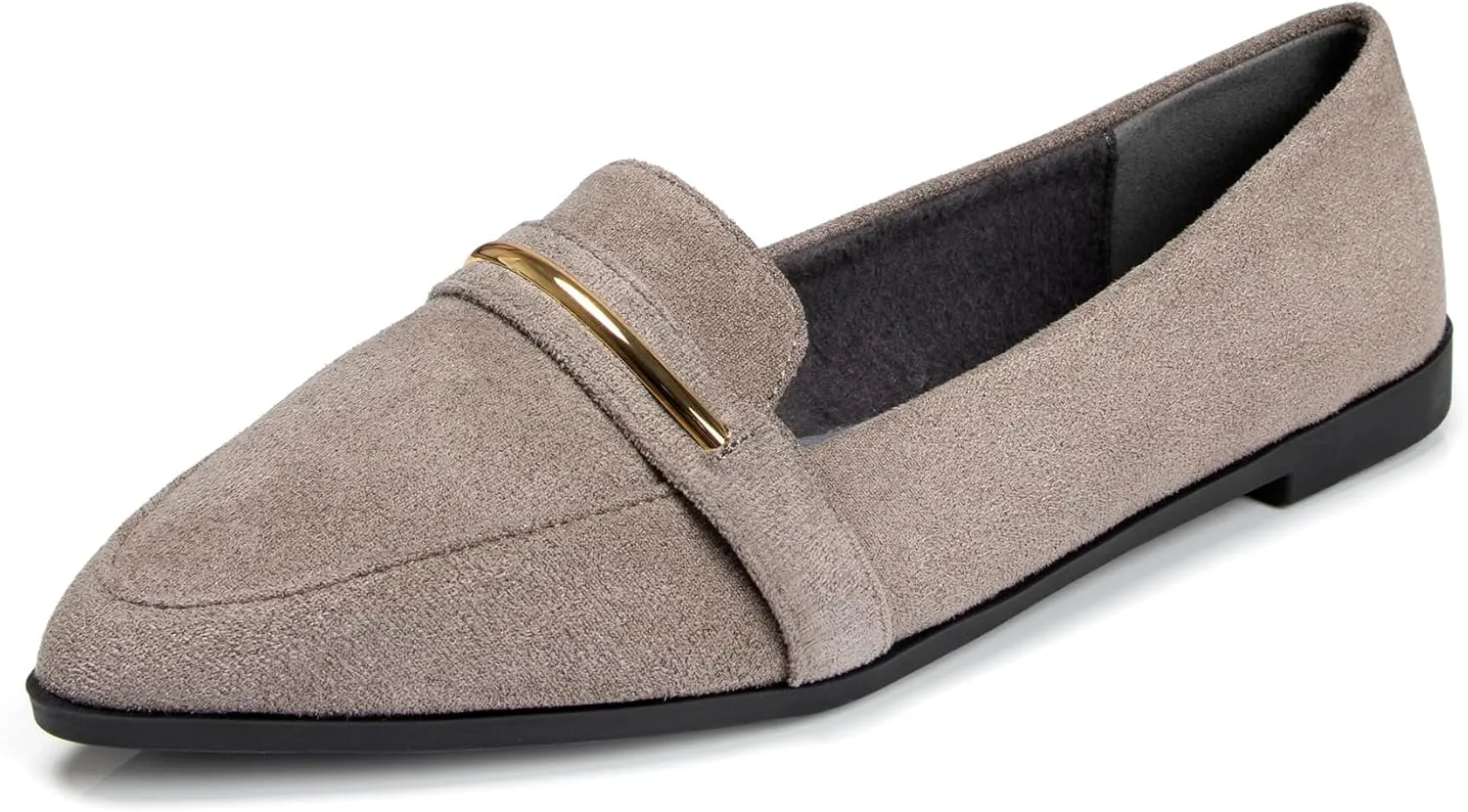 Comfortable Leather Suede Slip On Loafer Flats for Women Casual Work Flat Shoes Women's Pointed Toe Penny Loafers Office Driving Ballet Flats