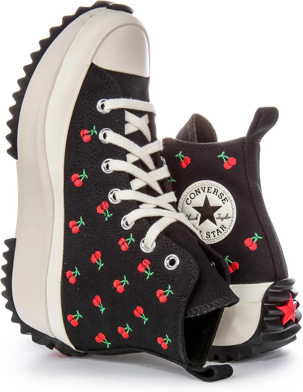 Converse Run Star Hike Platform Cherry Textile Trainers