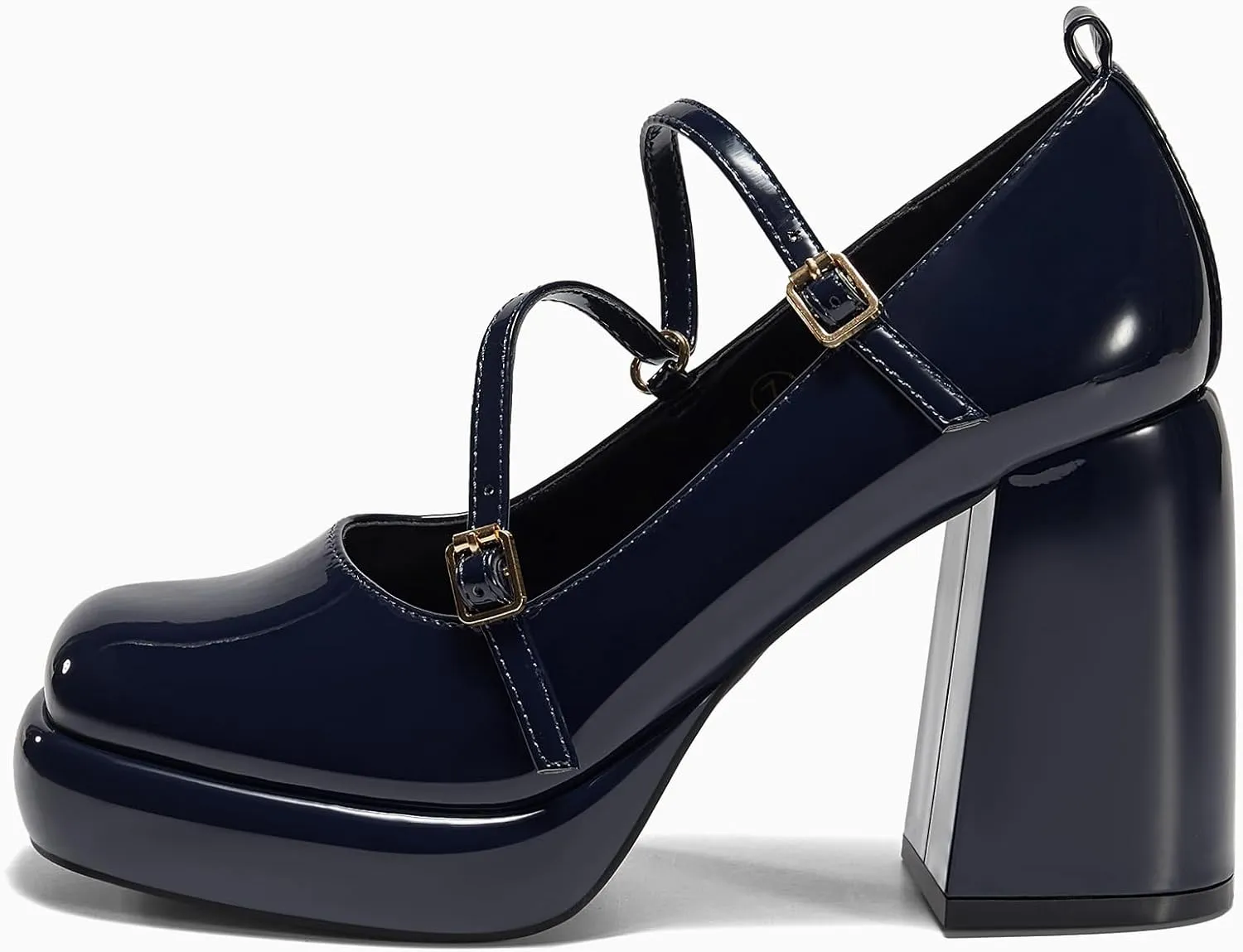 Coutgo Womens Mary Jane Heels Chunky Platform Loafer Shoes Block Heel Closed Square Toe Pumps Cross Strap High Heel Dress Shoes