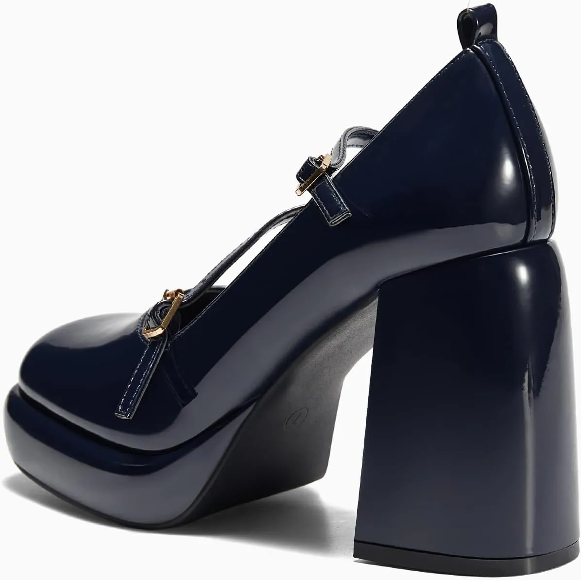 Coutgo Womens Mary Jane Heels Chunky Platform Loafer Shoes Block Heel Closed Square Toe Pumps Cross Strap High Heel Dress Shoes