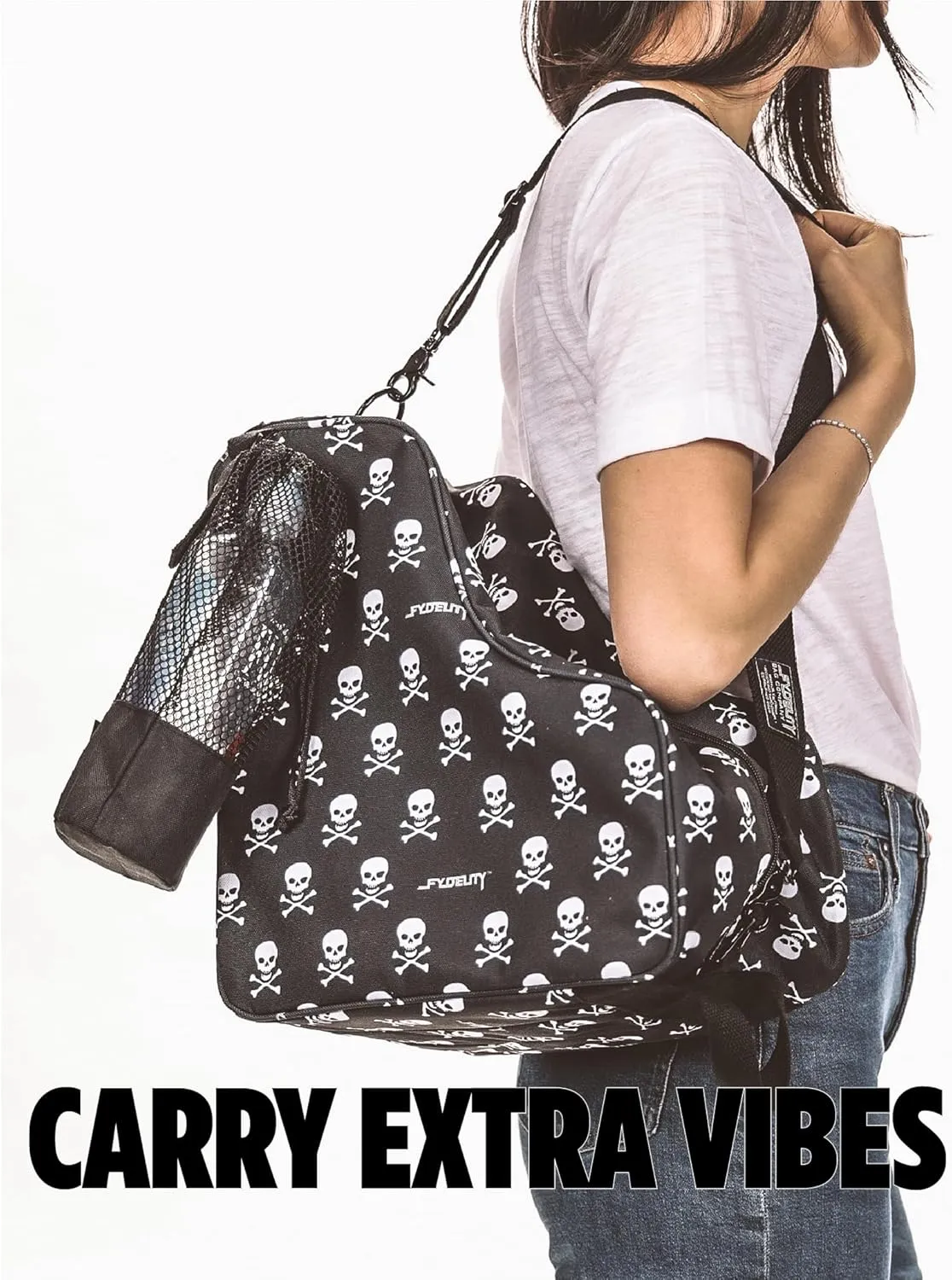 Cute Roller Skate Bags for Women; Ideal Quad Roller Skate Bag or Roller Skate Bags for Girls; Use as Ice Skating Bag, Figure Skating Bag, Ice Skate Bags for Girls w/Clip-On Water Bottle Bag