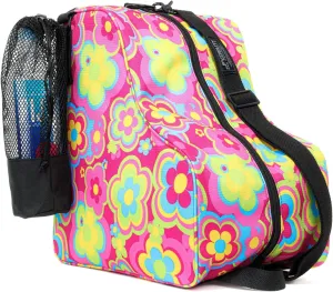 Cute Roller Skate Bags for Women; Ideal Quad Roller Skate Bag or Roller Skate Bags for Girls; Use as Ice Skating Bag, Figure Skating Bag, Ice Skate Bags for Girls w/Clip-On Water Bottle Bag