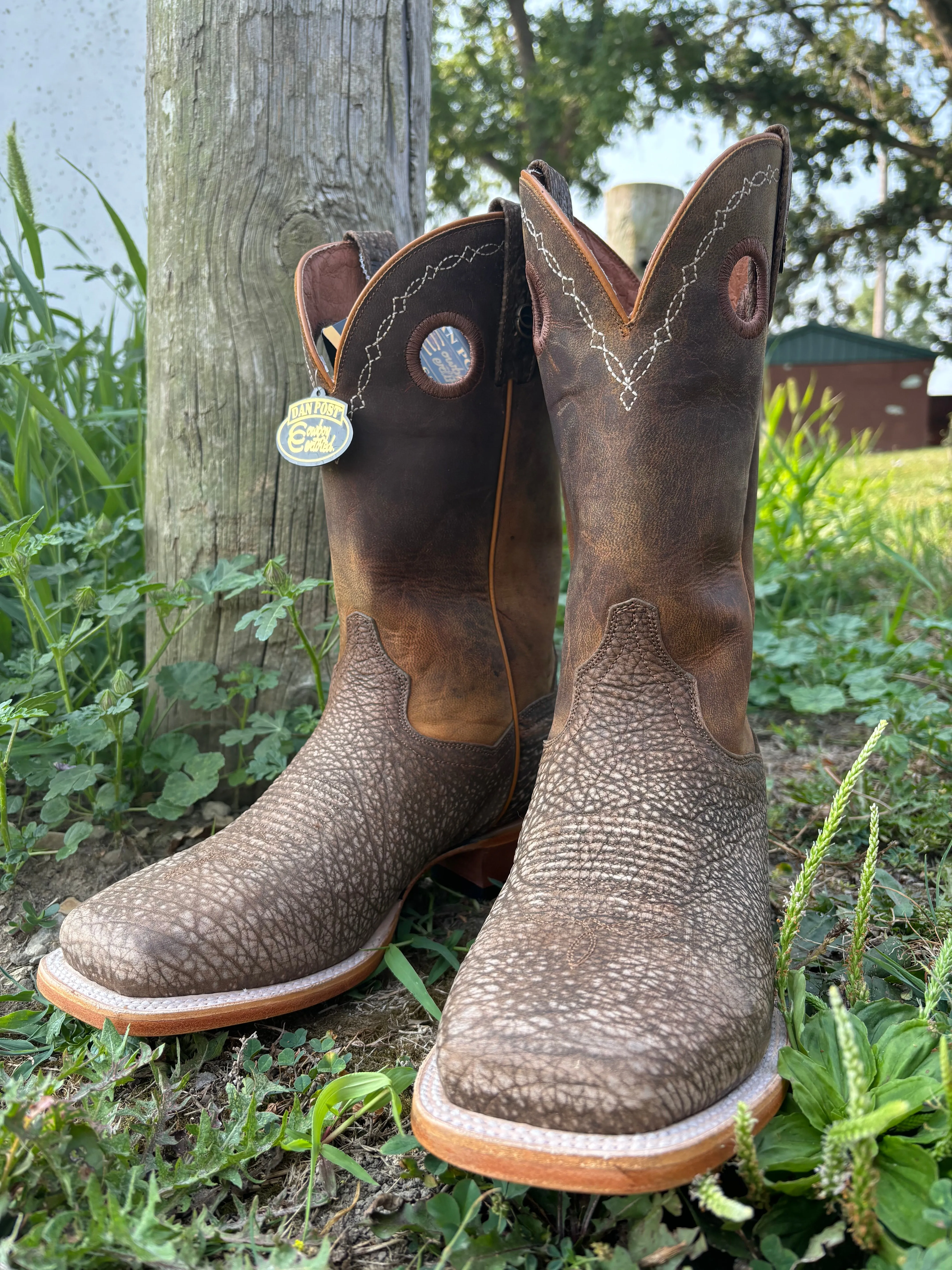 Dan Post Men's Brown Murray Bison Broad Square Toe Cowboy Boots DP5036