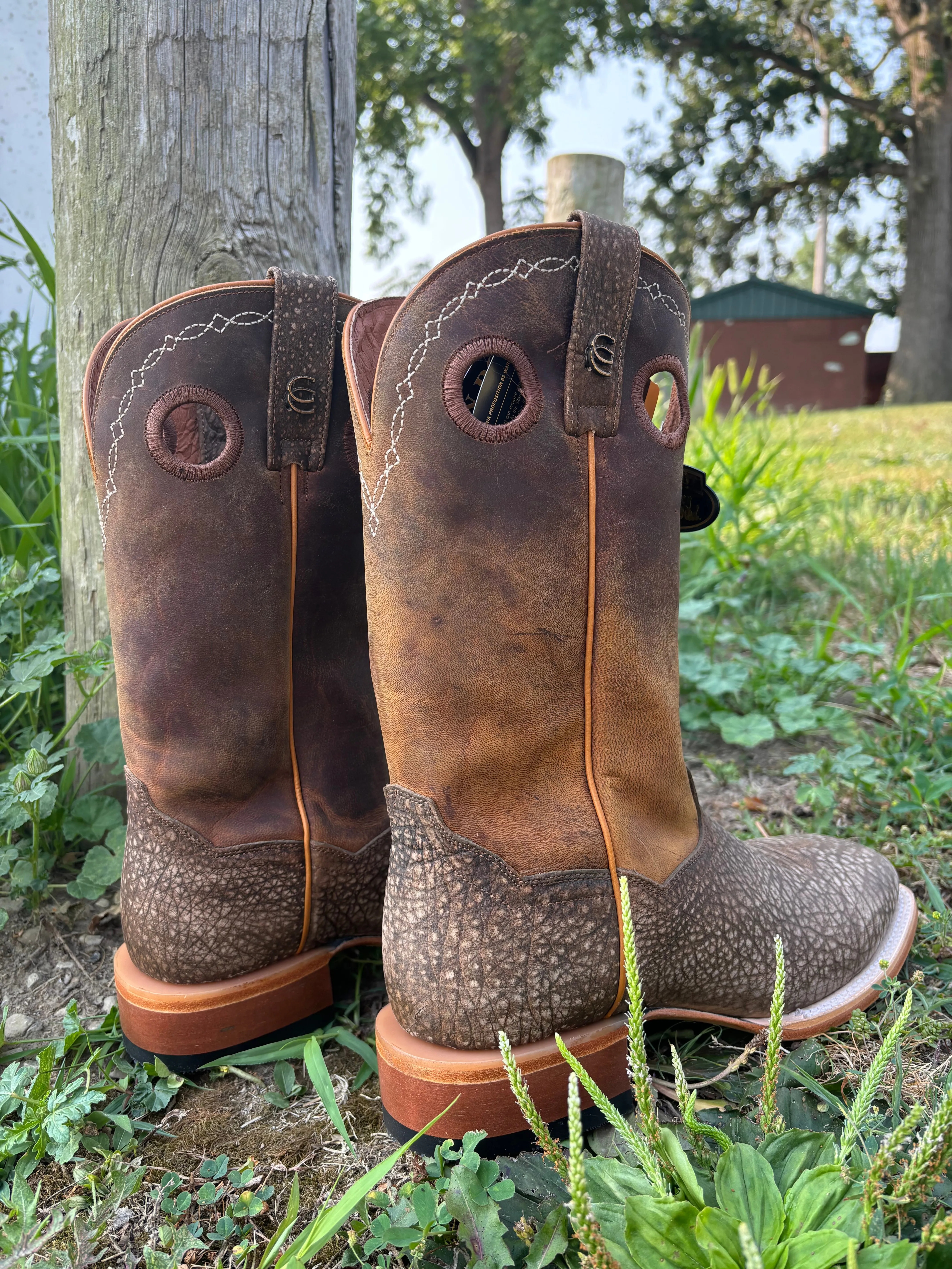 Dan Post Men's Brown Murray Bison Broad Square Toe Cowboy Boots DP5036