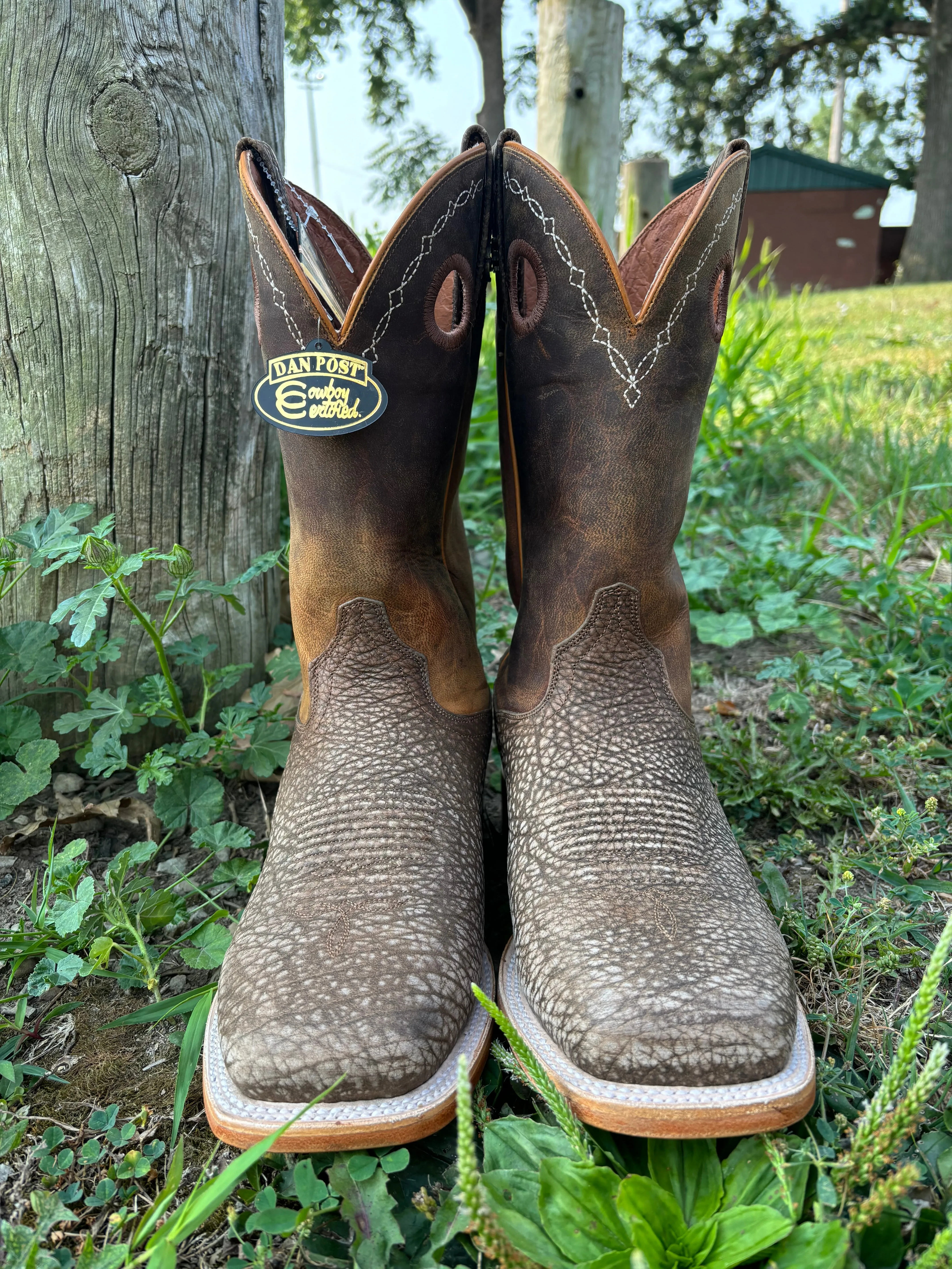 Dan Post Men's Brown Murray Bison Broad Square Toe Cowboy Boots DP5036