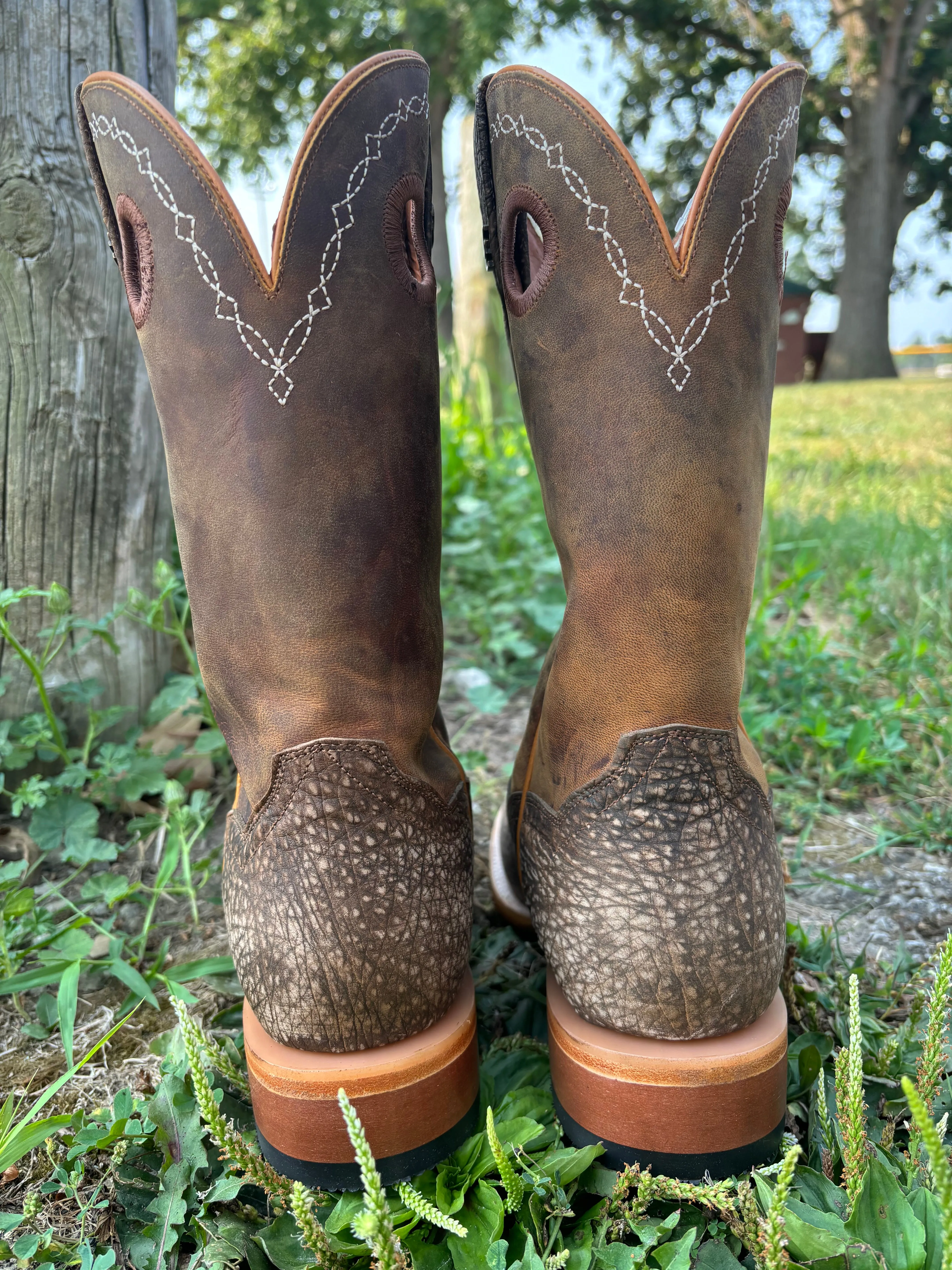 Dan Post Men's Brown Murray Bison Broad Square Toe Cowboy Boots DP5036