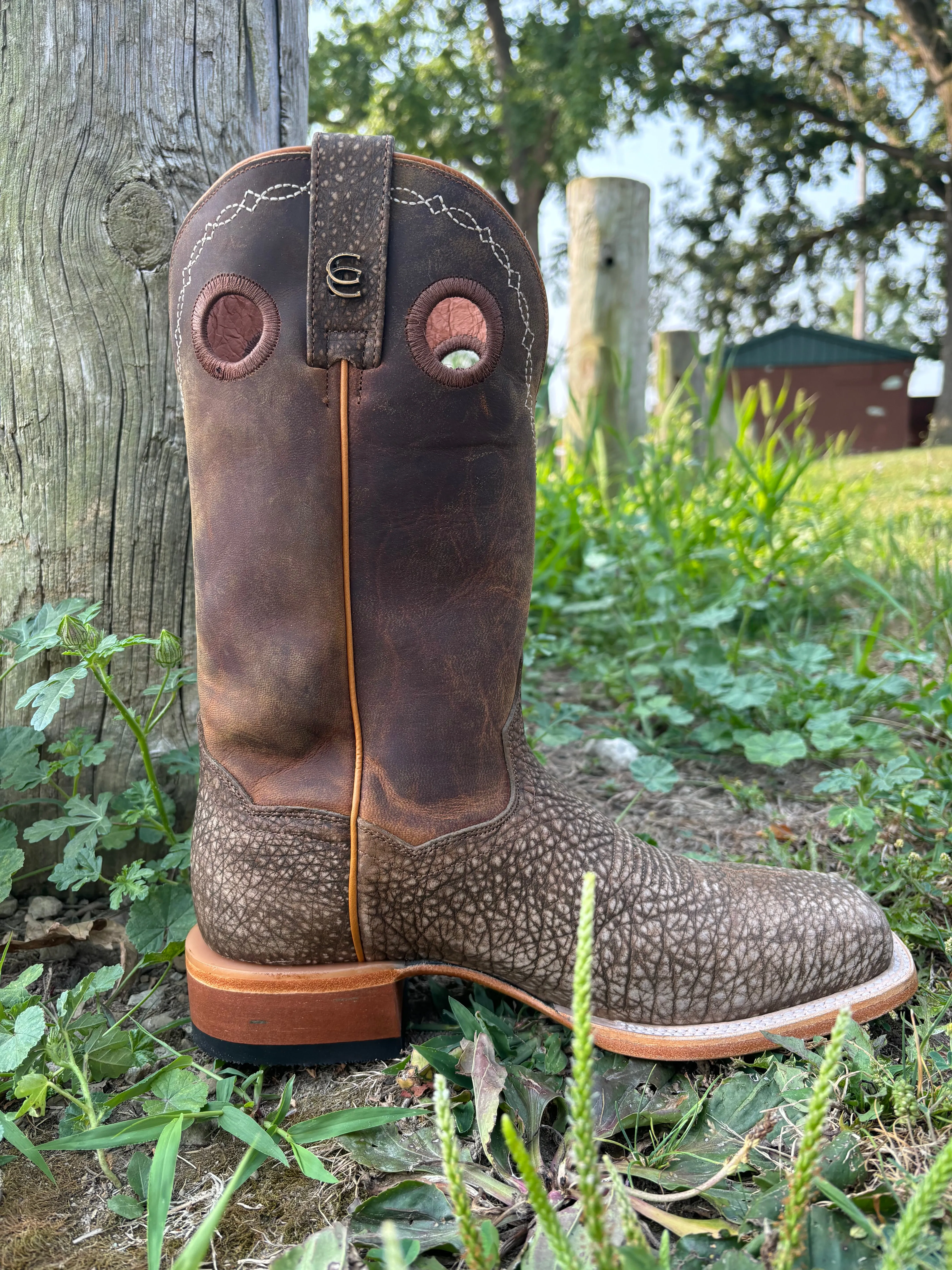 Dan Post Men's Brown Murray Bison Broad Square Toe Cowboy Boots DP5036
