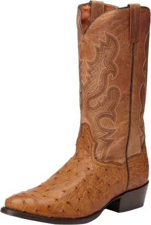 Dan Post Mens Tempe Ostrich Embroidered Round Toe Pull On Dress Boots - Brown