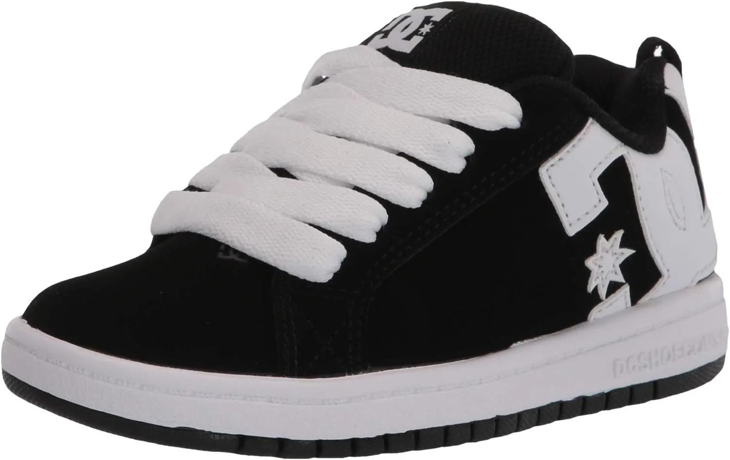DC Boy's Court Graffik Skate Shoe, Black/White, 13 M US