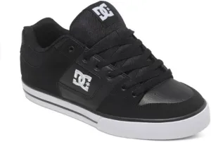 DC mens Pure Casual Skate Shoe, Black/Black/White, 10.5 US
