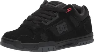 DC Men's Stag Low Top Skate Shoe, Black/Grey/RED, 12