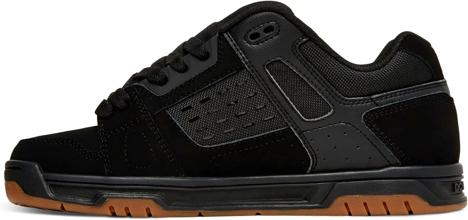 DC Men's Stag Low Top Skate Shoe, Black/Gum, 6.5