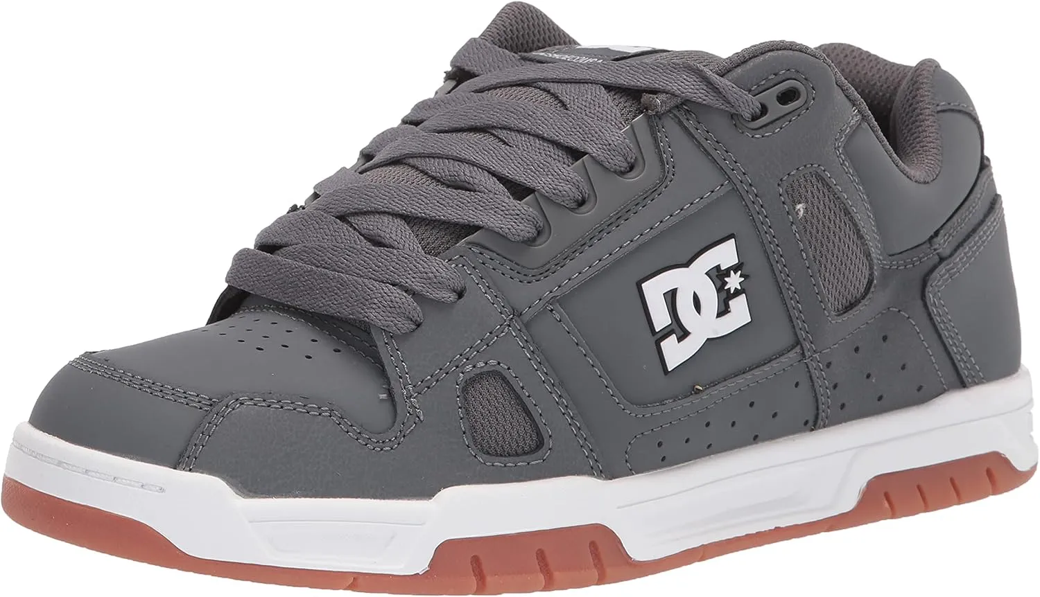 DC Men's Stag Low Top Skate Shoe, Grey/Gum, 8